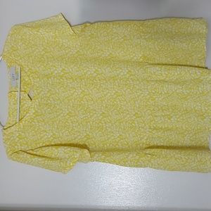 LOFT Floral Top/Designer/Floral/Yellow/White/Ruffles/Sz 14/Short Sleeved/Womens